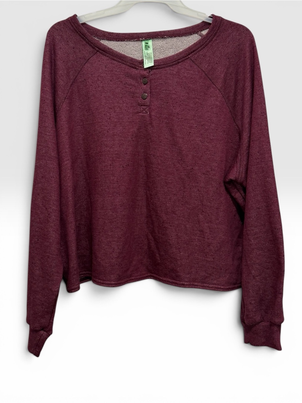 honeydew Women’s Burgundy Henley Long-Sleeve Top with button accents size XL